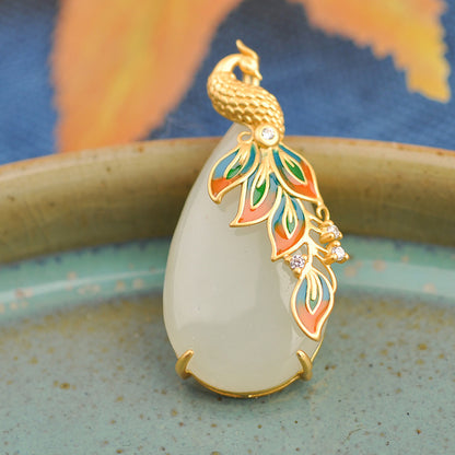 Collar de jade blanco antiguo estilo palacio para mujer