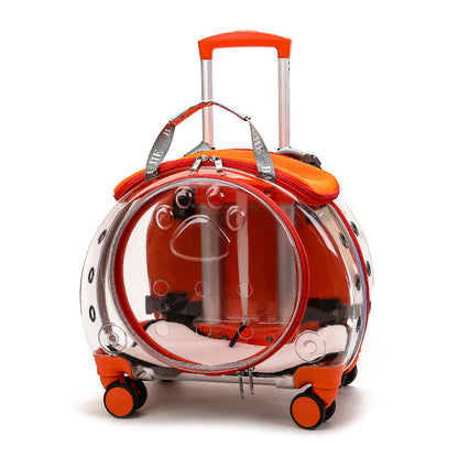 Kleine Haustier-Trolley-Tasche, tragbare Hunde-Wickeltasche, transparente Schultern, Katzentasche, Raumkapsel
