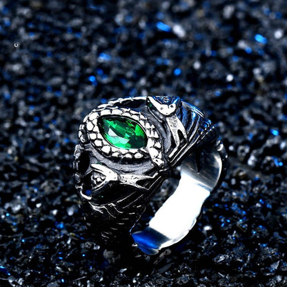 Anillo vintage de acero inoxidable con forma de serpiente para hombre