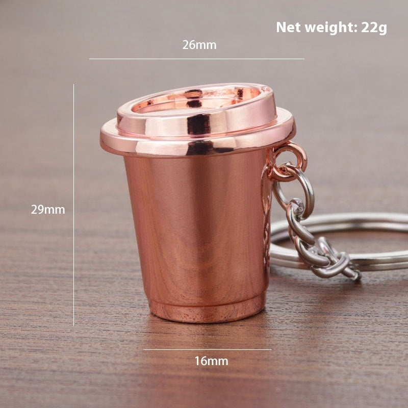 3D Coffee Keychain Metal Car Key Pendant