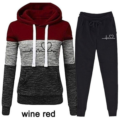 Conjunto deportivo informal de dos piezas para mujer, sudadera con capucha