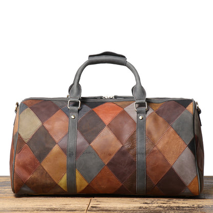 Vintage Men's Leather Rhombus Travel Bag