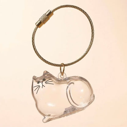 Transparente Aufbewahrungsbox mit Katzenhaar-Anhänger, Gedenk-Schlüsselanhänger