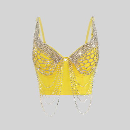 Rückenfrei mit schwerem Perlen- und Strass-Design