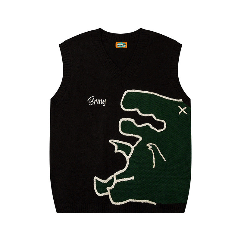 Men's Cartoon Dinosaur Sleeveless Waistcoat V-neck Vest