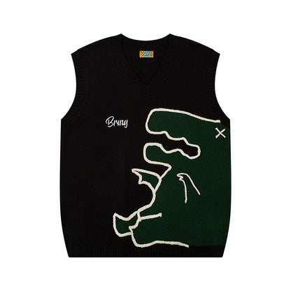 Men's Cartoon Dinosaur Sleeveless Waistcoat V-neck Vest