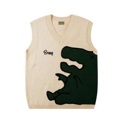 Men's Cartoon Dinosaur Sleeveless Waistcoat V-neck Vest