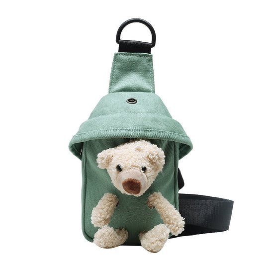 Girls Bear Canvas Chest Bag