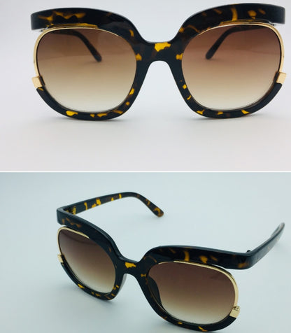 Gafas de sol voladoras para mujer, montura media de ojo de gato para mujer