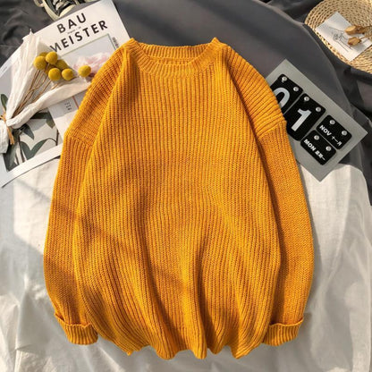 Men's Solid Color Round Neck Sweater Knit Bottoming Shirt