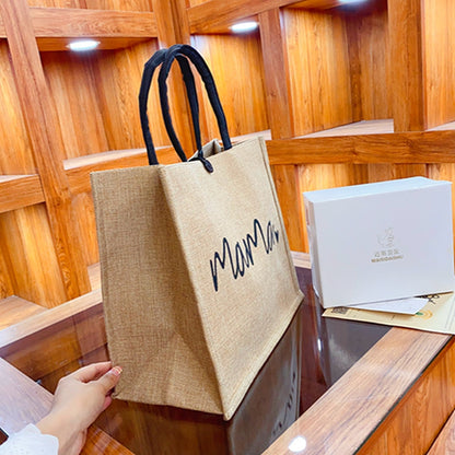 Bolsa de almuerzo portátil de gran capacidad con letras artísticas femeninas