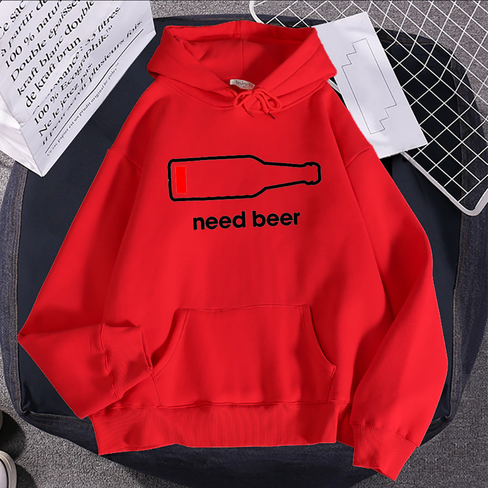 Breathable Casual Women's Hoodie Sweatshirt With Beer Print