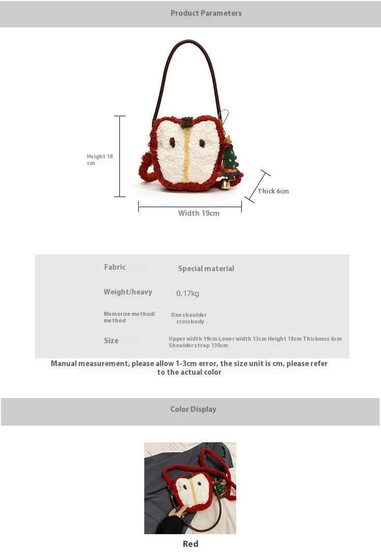 Apple Plush Crossbody Shoulder Bag