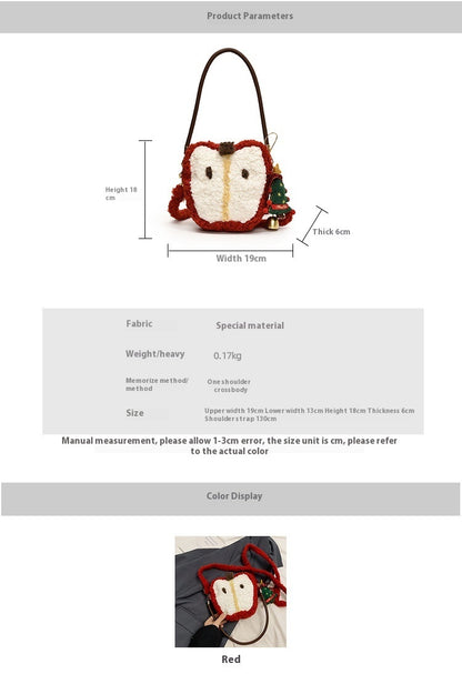 Bolso bandolera de peluche de manzana