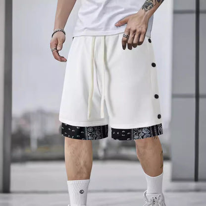 Slim Fit Drawstring Double Breasted Cropped Pants For Men - BAGMODA