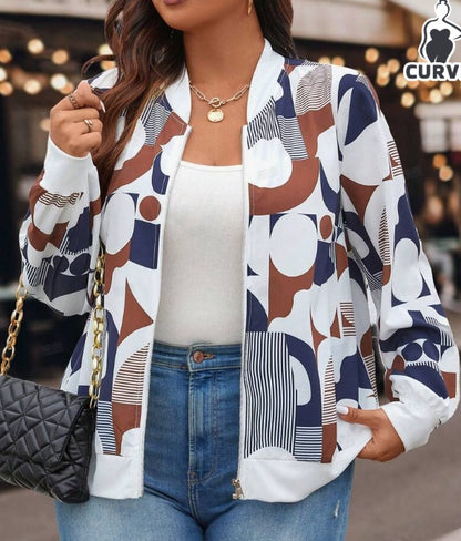 Minimalistisch lässige bedruckte Damenjacke