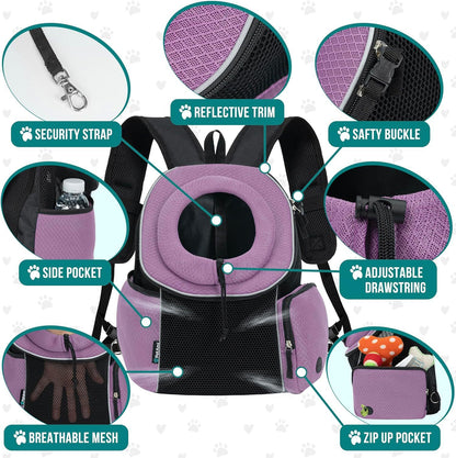 Bolsa de transporte para perros, mochila portátil de viaje, transpirable, para exteriores, suministros para mascotas.