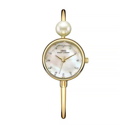 Damen Armbanduhr Muscheloberfläche Perle