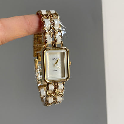 Reloj de mujer exquisito con correa de acero dorado de alta calidad