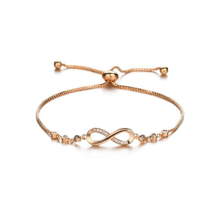 Pulsera de cristal de lujo de color plateado con dijes infinitos ajustables para mujer, joyería de moda.