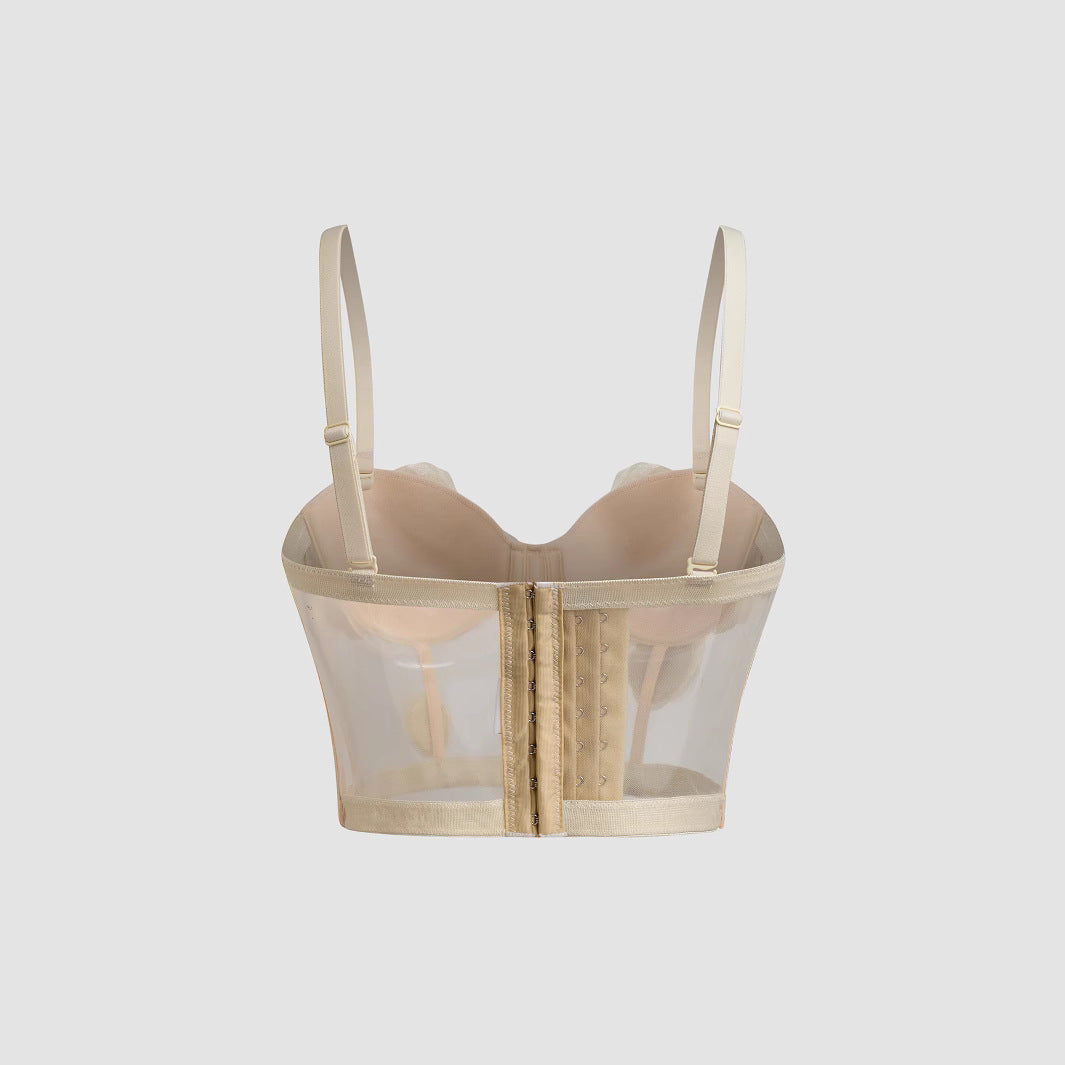 Mesh Sheer Sexy Back Design and Rose Flower Detail