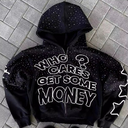 Sudadera con capucha y estampado de letras de estilo oscuro de High Street, estilo europeo y americano