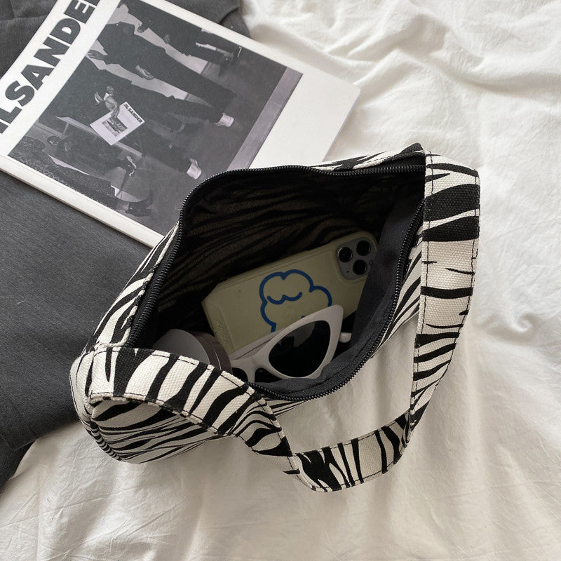 B&W Canvas Hobo Bag