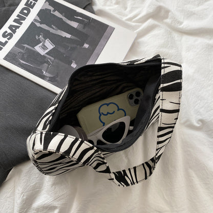 B&W Canvas Hobo Bag - BAGMODA