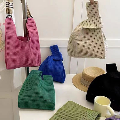 Bolso de mano retro de punto hueco para mujer