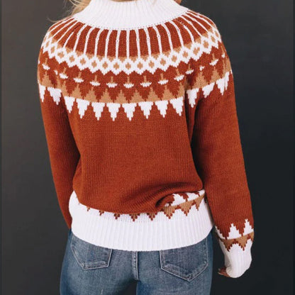 Neue Strickwaren für Damen mit hohem Halsausschnitt und lockerem Pullover
