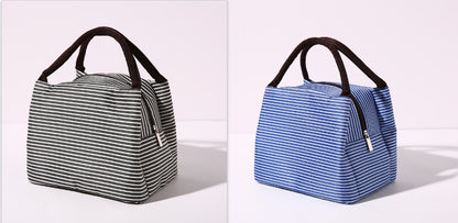 Bolsa de almuerzo portátil con aislamiento de papel de aluminio a rayas