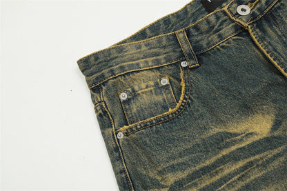 Spray Paint Denim Straight - leg Pants Men - BAGMODA