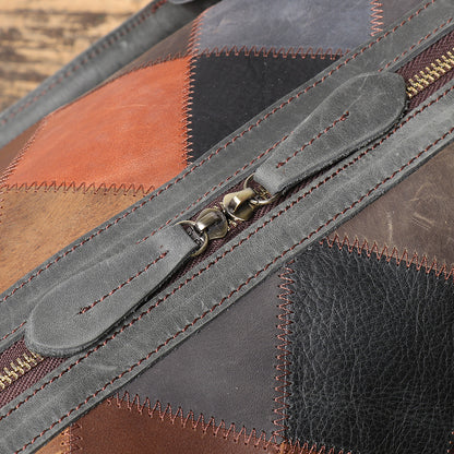 Vintage Men's Leather Rhombus Travel Bag