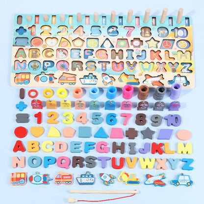 Juguetes educativos Montessori de madera para niños, tablero de matemáticas, pesca, juguetes Montessori educativos para niños de 1, 2 y 3 años. 