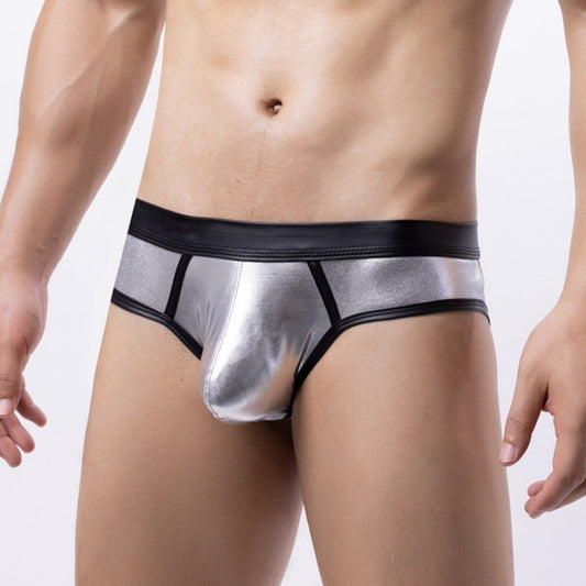 Men's New Bikini Swim Briefs Sexy Patent Leather Color Matching