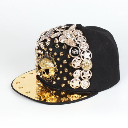 Gorra de béisbol con remaches de leopardo y calavera para hombre y mujer