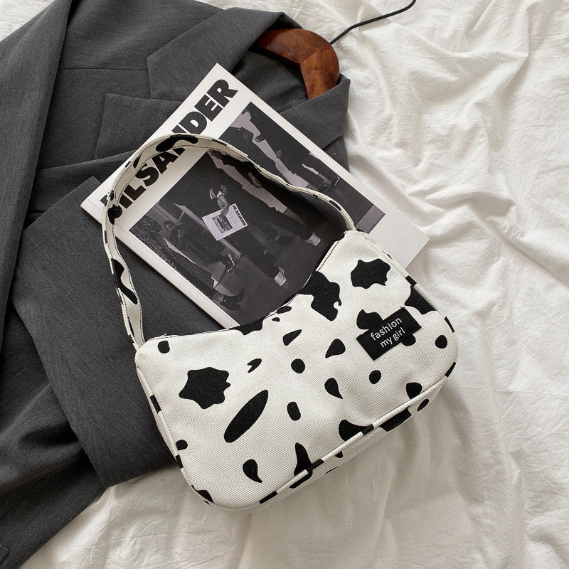 B&W Canvas Hobo Bag