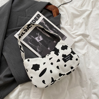 B&W Canvas Hobo Bag - BAGMODA