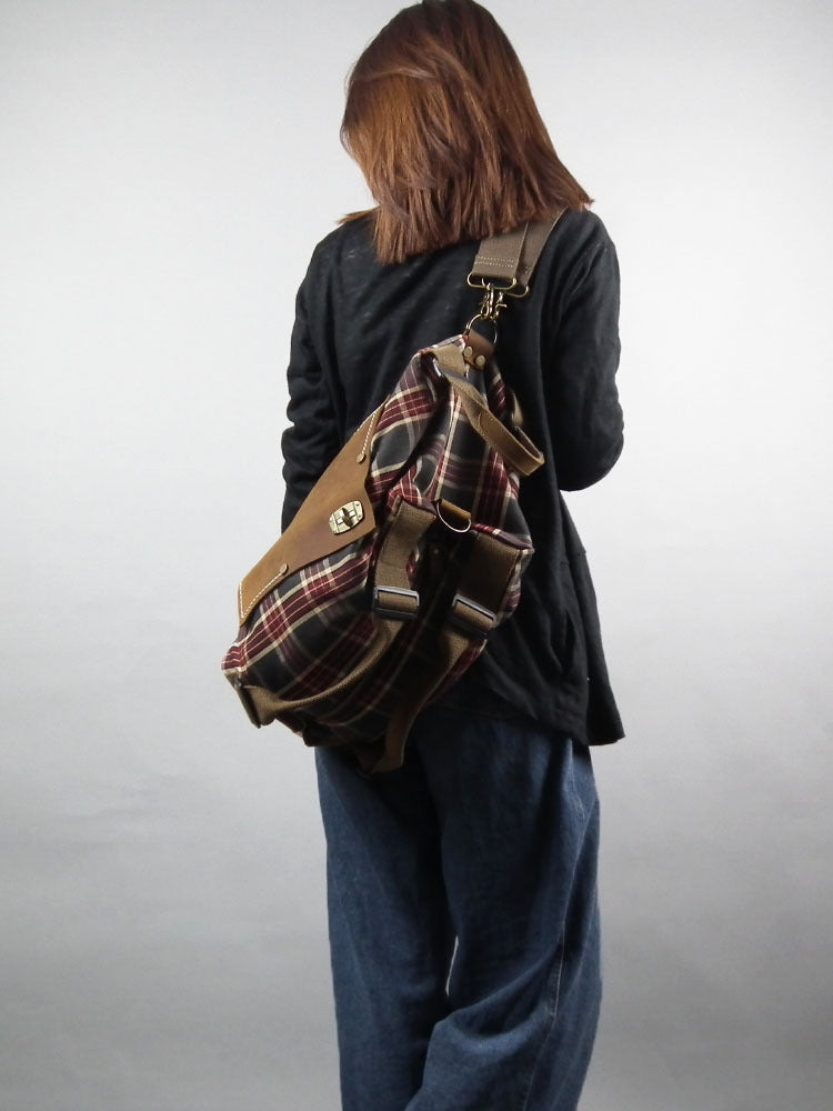 Large Red Checked Backpack