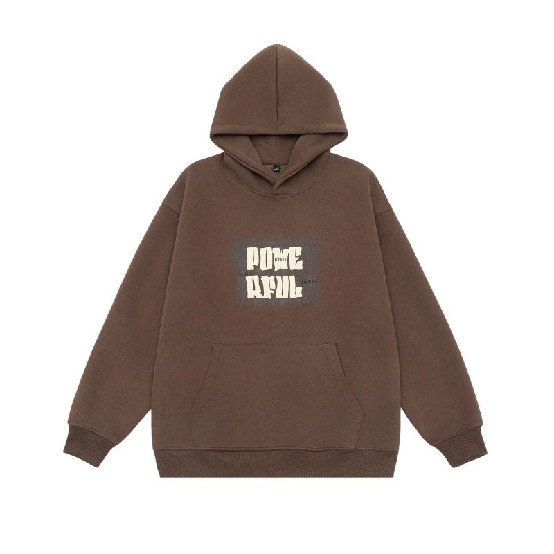 Letter Print Design Unisex Loose Fit Hoodie Sweatshirt - BAGMODA