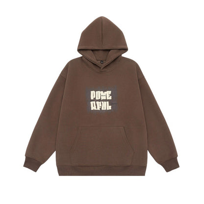 Letter Print Design Unisex Loose Fit Hoodie Sweatshirt - BAGMODA