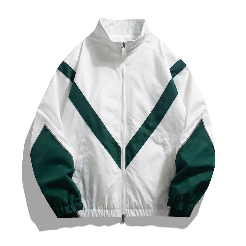Reflective Patchwork Stand-up Collar Zipper Jacket Casual Jacket