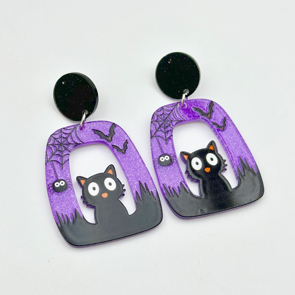 Halloween Day Ornament Colorful Ghost Eyes Funny Acrylic Earrings For Women