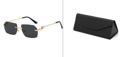 Rahmenlose Leoparden-Sonnenbrille mit Besatz für Männer und Frauen