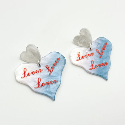 Pendientes acrílicos con forma de corazón con impresión a color