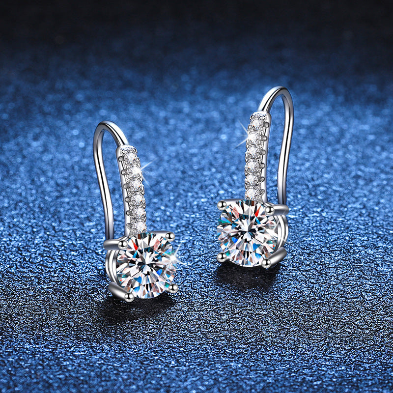 Moissanite S925 Sterling Silver French Refined Simple Earrings