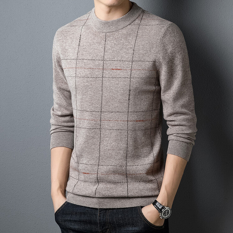 Abrigo de lana pura con cuello semi-alto acolchado para hombre
