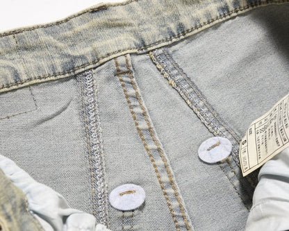 RO Style Wide Leg Patchwork Cargo Pants Jeans Men - BAGMODA