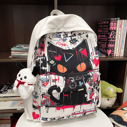 Personalisierter Graffiti-Rucksack im Harajuku-Stil für Mädchen, einfach, passend