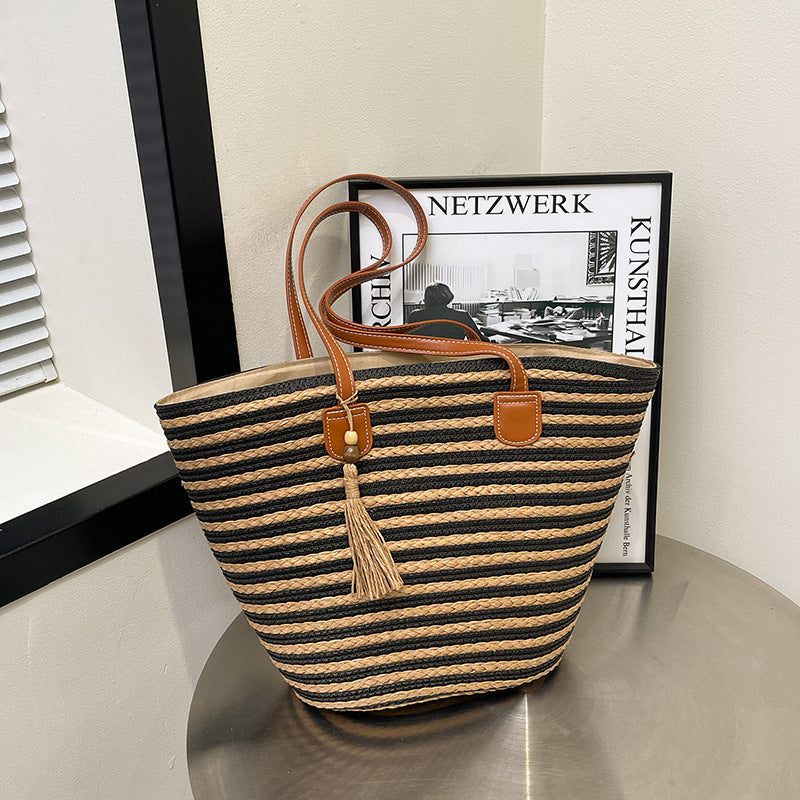 Bolso minimalista para mujer tejido en contraste de colores